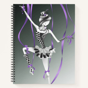 Quirky Ballerina Puppet Purple Ribbons Notebook