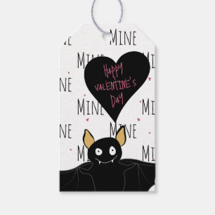 Quirky Bat Happy Valentines Day Mine Pattern Gift Tags