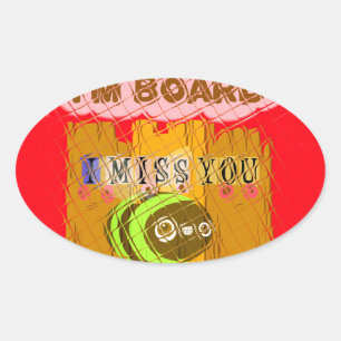 Quirky Bee Art Print Oval Sticker