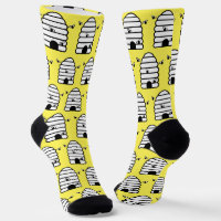 Quirky Bee Hives Pattern on Yellow