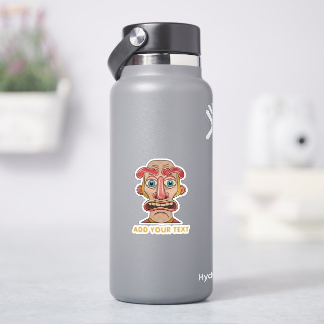 quirky beige cartoon expressive face (HydroFlask)