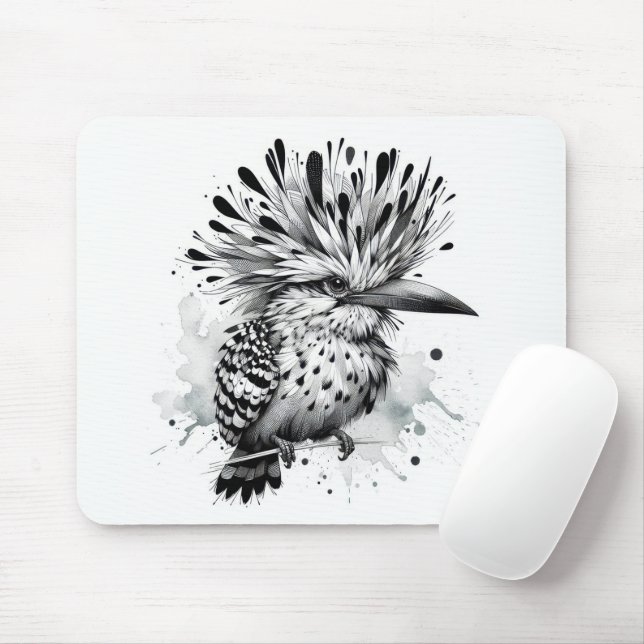 Quirky Bird Ink Sketch Mouse Pad (With Mouse)