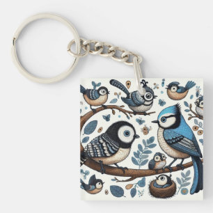 Quirky Birds Key Ring