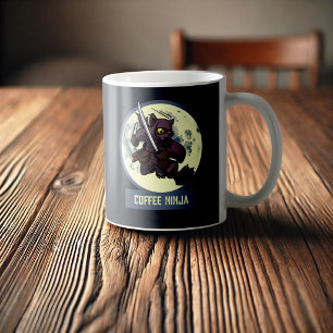 Quirky Black Cat Ninja Alternative Animal Artwork Coffee Mug