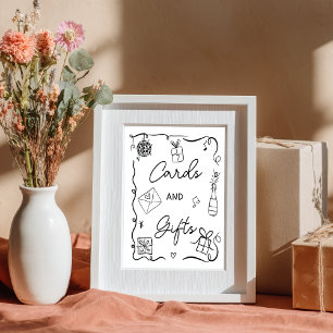 Quirky black Hand Drawn Cards Gifts Wedding Poster