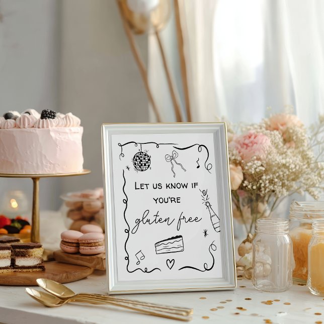 Quirky black Hand Drawn Gluten Wedding Poster (Quirky black Hand Drawn Gluten Wedding poster)