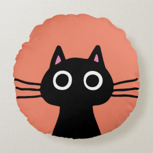 Quirky Black Kitty Cat Cool Cat Lover's Round Cushion