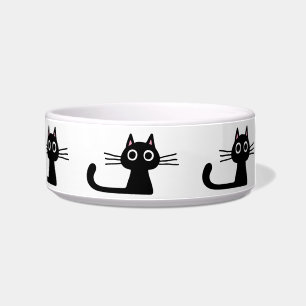 Quirky Black Kitty Cats   Fun Feline Pet Dish