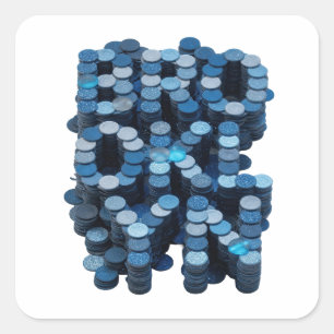 Quirky Blue Abstract Decal Art Square Sticker