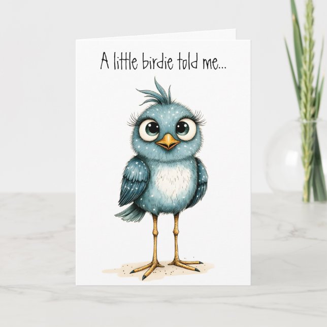 Quirky Blue Bird Cute Happy Birthday Greeting Card (Front)