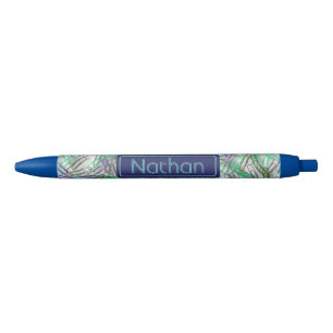 Quirky Blue Green Paperclips Personalised Ink Pen
