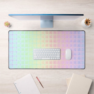 Quirky Boho Kawaii Cute Funky Pastel Rainbow Plaid Desk Mat