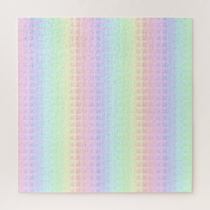 Quirky Boho Kawaii Cute Funky Pastel Rainbow Plaid Jigsaw Puzzle
