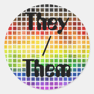 Quirky Boho Plaid Colorful Gay Rainbow Pride Flag Classic Round Sticker