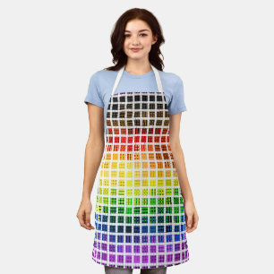 Quirky Boho Plaid Colourful Gay Rainbow Pride Flag Apron
