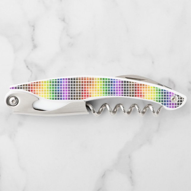 Quirky Boho Plaid Colourful Gay Rainbow Pride Flag Corkscrew (Front)