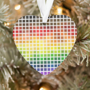Quirky Boho Plaid Colourful Gay Rainbow Pride Flag Ornament
