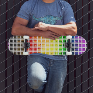 Quirky Boho Plaid Colourful Gay Rainbow Pride Flag Skateboard