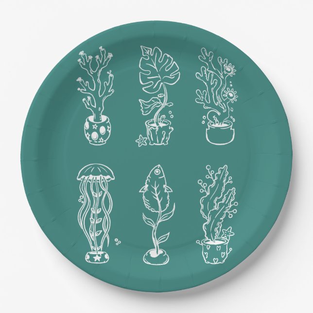 Quirky botanical paper plate (Front)