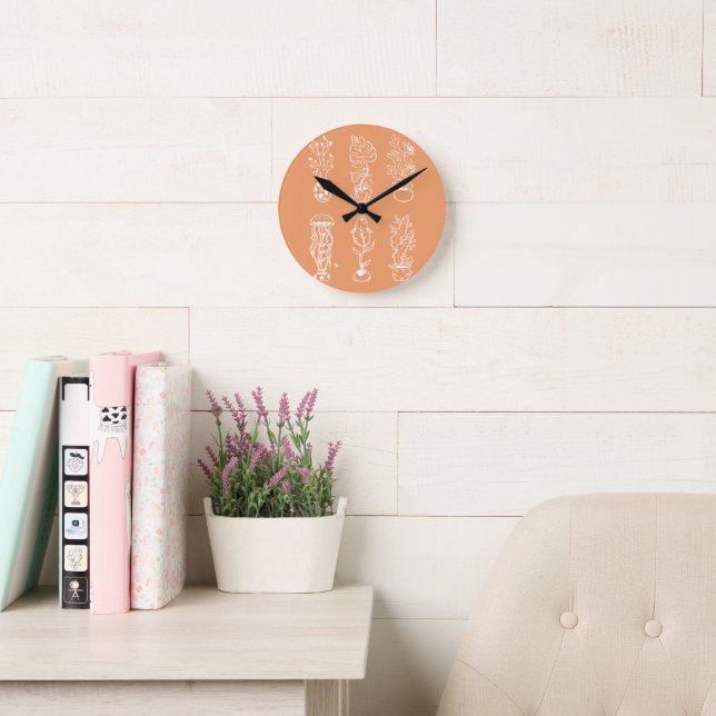 Quirky botanical round clock (Reading Room)