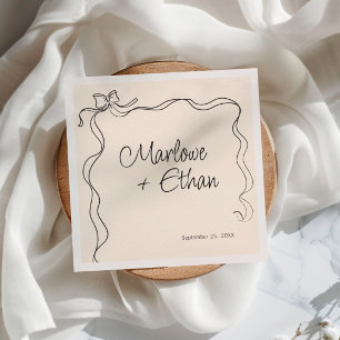 Quirky Bow Frame Handwritten Wedding Napkin