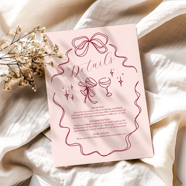 Quirky Bow Handwritten Wedding Enclosure Card (Creator Uploaded)