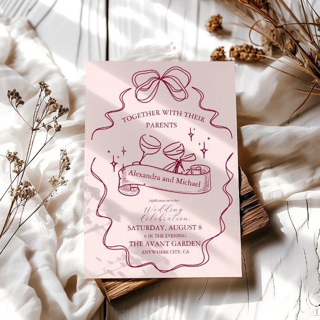 Quirky Bow Handwritten Wedding Invitation (Creator Uploaded)