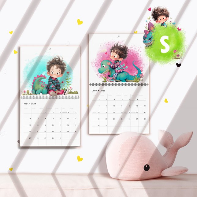 Quirky Boy & Dinosaur Cartoon Calendar (Quirky Boy & Dinosaur Cartoon Calendar)