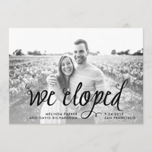 Quirky Calligraphy   We Eloped Photo Announcement