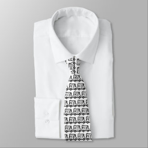 Quirky Caravan Black and White Pattern Tie