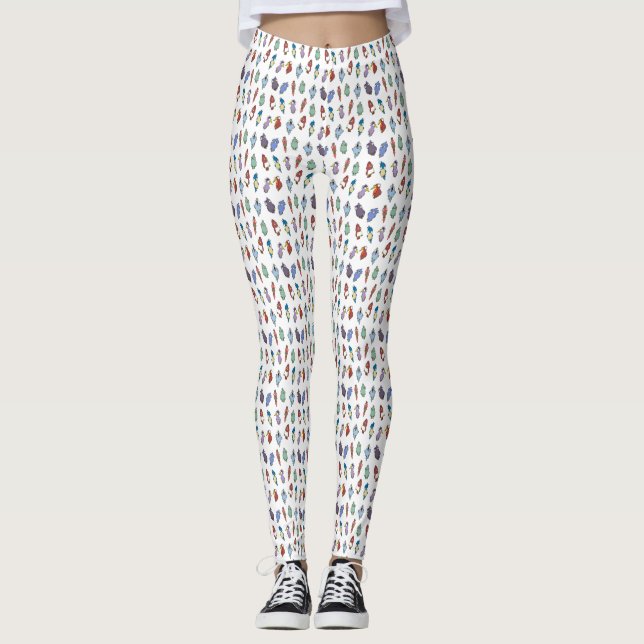 Quirky Cartoon Bird Pattern Leggings (Front)