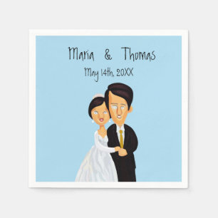 Quirky Cartoon Bride and Groom Napkin