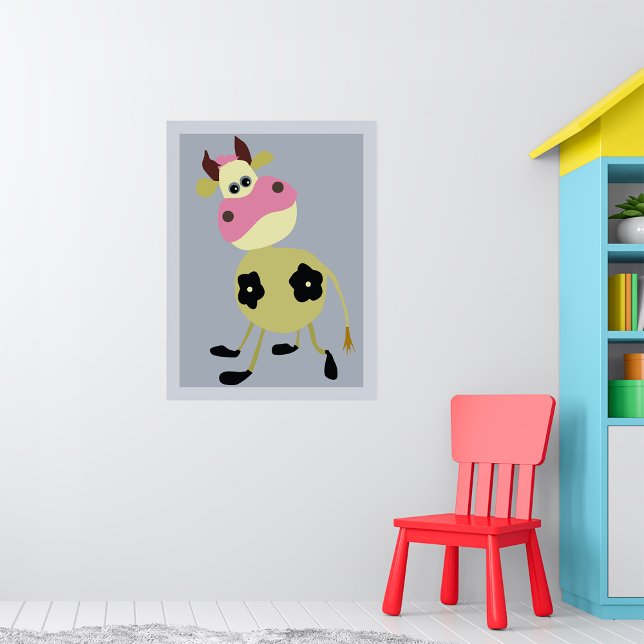 Quirky Cartoon Cow Fun Farm Animal  Poster (Creator Uploaded)