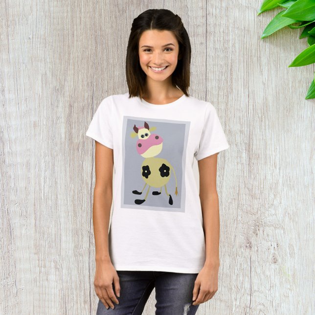 Quirky Cartoon Cow Fun Farm Animal  T-Shirt (Creator Uploaded)