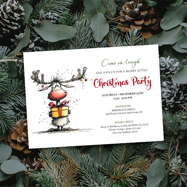 Quirky cartoon reindeer Christmas party invite (Quirky cartoon reindeer Christmas party invite

)