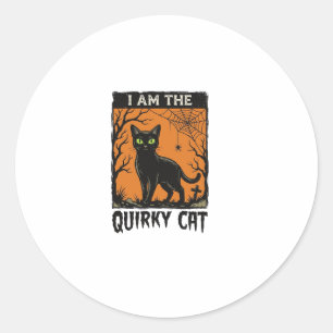 Quirky Cat Halloween Vintage Engraving T-Shirt Des Classic Round Sticker