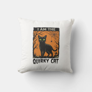 Quirky Cat Halloween Vintage Engraving T-Shirt Des Cushion