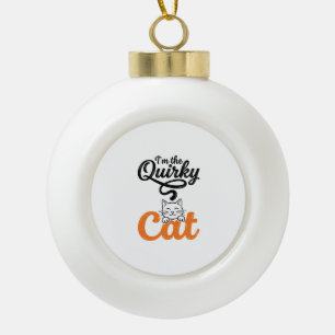 Quirky Cat Vintage Engraving Cat Lover Design_1 Ceramic Ball Christmas Ornament