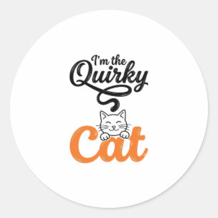 Quirky Cat Vintage Engraving Cat Lover Design_1 Classic Round Sticker