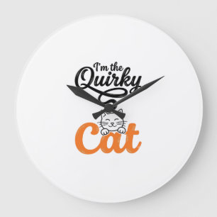 Quirky Cat Vintage Engraving Cat Lover Design_1 Large Clock