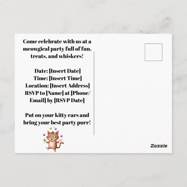Quirky Cat Whimsical Feline Art for Cat Lovers Postcard (Back)