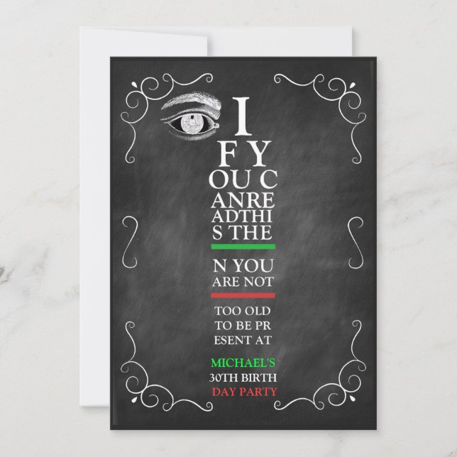 Quirky Chalkboard Birthday Party Invitation (Front)