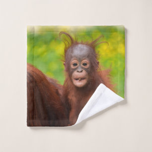 Quirky Charm of an Orangutan Baby Wash Cloth