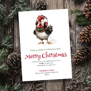 Quirky Chickens Holiday Greeting Card Printable
