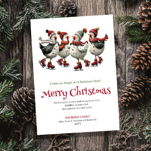 Quirky Chickens Holiday Greeting Editable Card