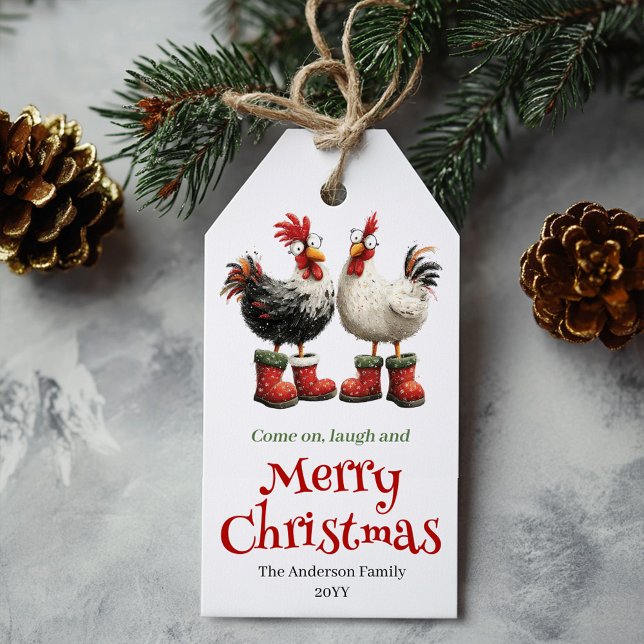 Quirky Chickens Xmas Gift Tag Custom Design (Quirky Chickens Xmas Gift Tag Custom Design)