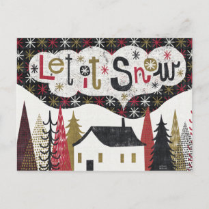Quirky Christmas Cabin Holiday Postcard