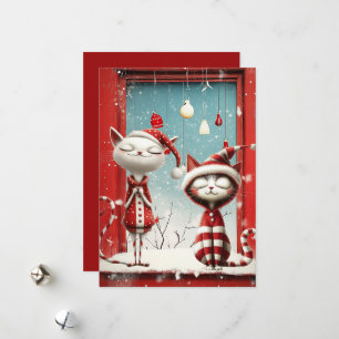 Quirky Christmas Cats Holiday Card