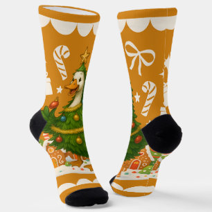 Quirky Christmas Goose Tree   Funny Holiday Socks