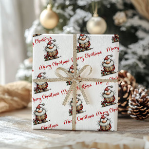 Quirky Christmas Humourous Santa Cartoon Wrapping Paper